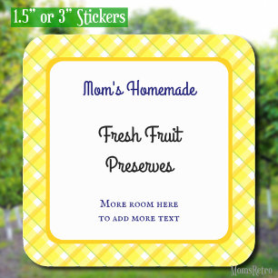 Gelbe Karierte Karo bearbeitbar Retro Quadratischer Aufkleber