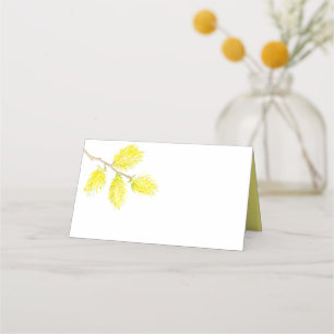 Gelbe Katkins Hochzeit in Aquarellfarben Platzkart Platzkarte