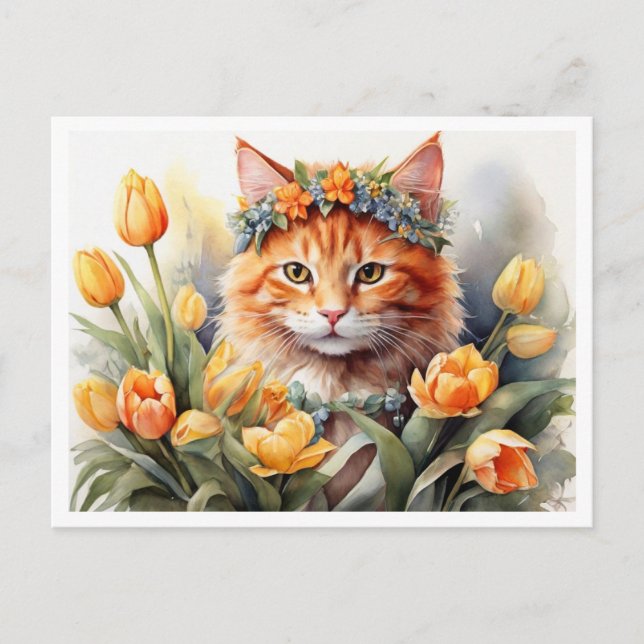 Gelbe Kätzchen Tulpen   Postkarte (Vorderseite)