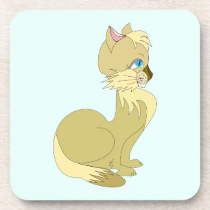 Gelbe Katze mit blauem Augen-Untersetzer Getränkeuntersetzer