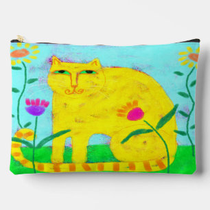 Gelbe Katze mit Blume Abstrakt Art Zubehörtasche