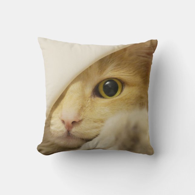 Gelbe Katze Peekout Kissen (Vorderseite)