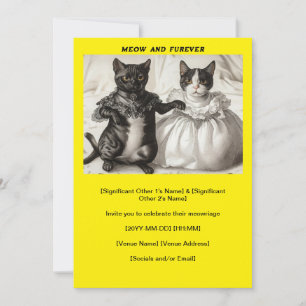 Gelbe Katzen Hochzeitsohle und Einladung