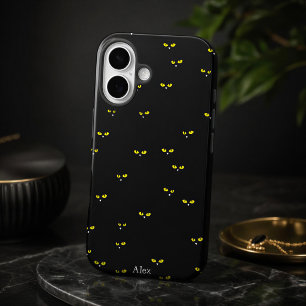 Gelbe Katzenaugen auf Schwarz beste Halloween-Part iPhone 16 Hülle