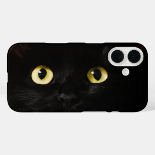 Gelbe Katzenaugen, Schwarze Katze iPhone 16 Hülle