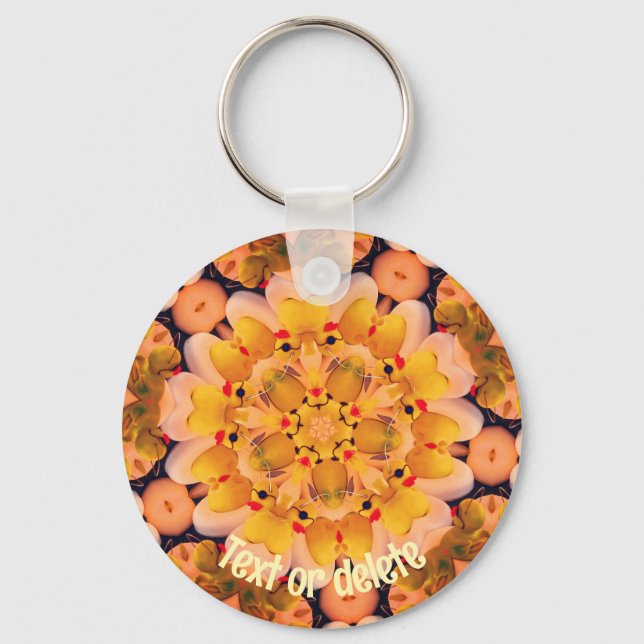 Gelbe Kautschukküken Kaleidoskop Personalisiert Schlüsselanhänger (Vorderseite)