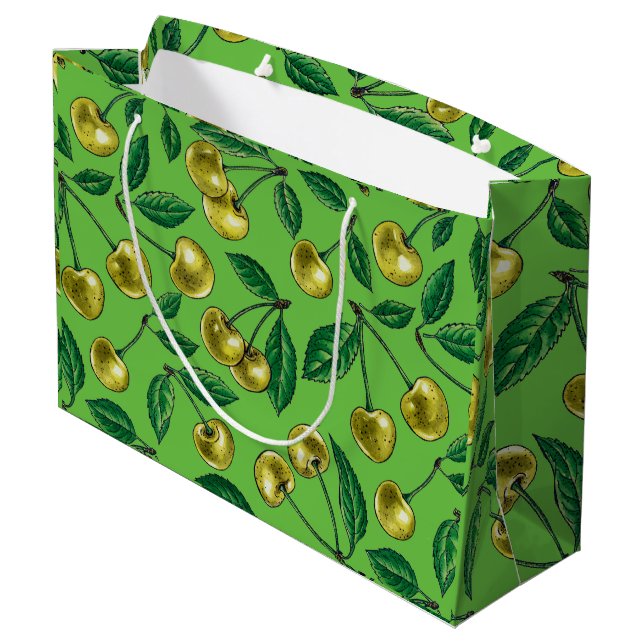 Gelbe Kirschen Große Geschenktüte (Rückseite Schrägansicht)