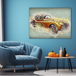 Gelbe klassische Sportwagen Zeitlose Automobilkuns Poster