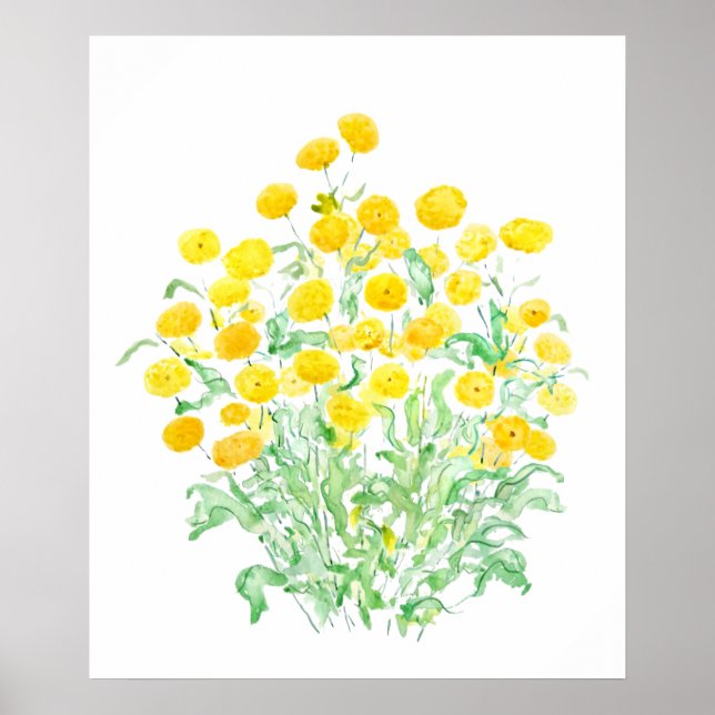 Gelbe, kleine Blumenstrauß, Aquarellfarben Poster (Vorne)