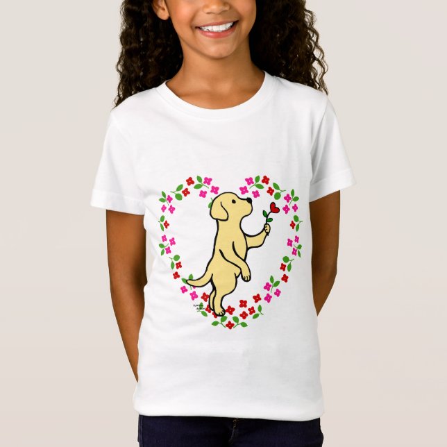 Gelbe kleine Herz-Blume Labradors T-Shirt (Vorderseite)