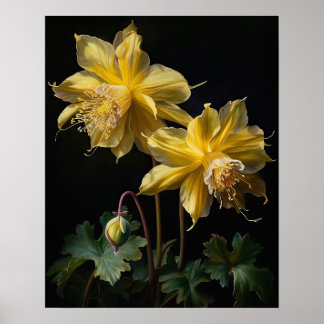 Gelbe Kolumne Blume Art Print Poster