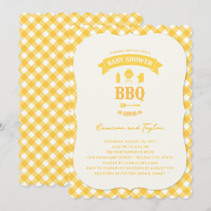 Gelbe Kontrollhäkchen BBQ Neutrale Babyparty Somme Einladung
