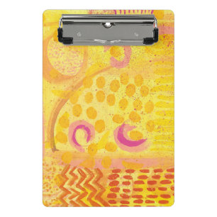 Gelbe Korallen-Abstraktmalerei Mini-Clipboard Mini Klemmbrett