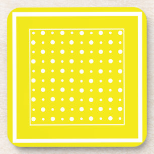 Gelbe Korkgedeckte Untersetzer mit weißen Polka-Pu