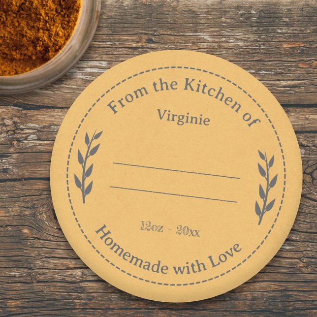 Gelbe Kraft und rustikal, mit Liebe-Aufkleber Runder Aufkleber (Yellow Kraft & Rustic Made with Love Label Sticker)