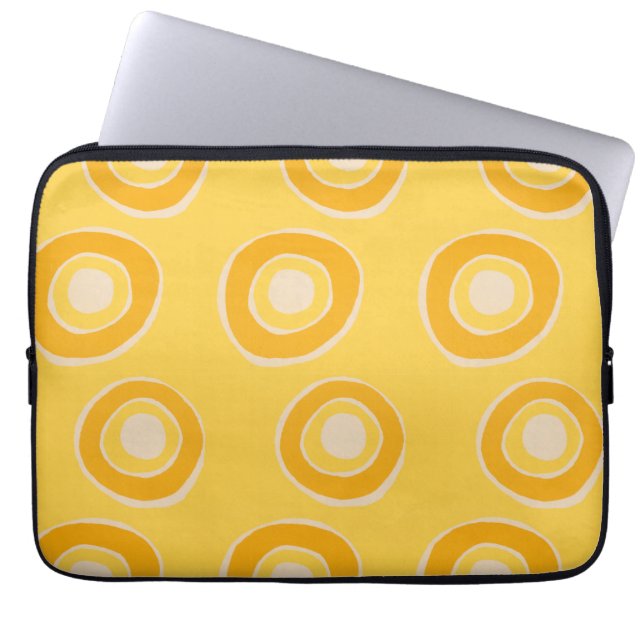 Gelbe Kreise Abstract Laptopschutzhülle (Vorderseite)