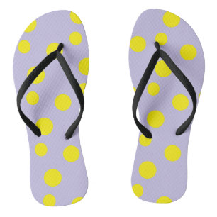 Gelbe Kreise auf lila Muster Flip Flops