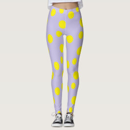 Gelbe Kreise auf lila Muster Leggings