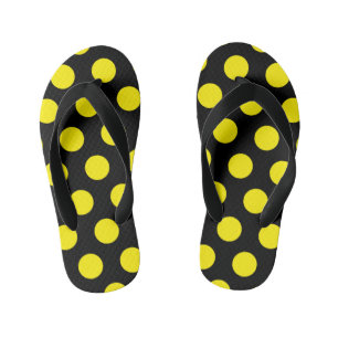 Gelbe Kreise mit schwarzem Hintergrund Kinderbadesandalen