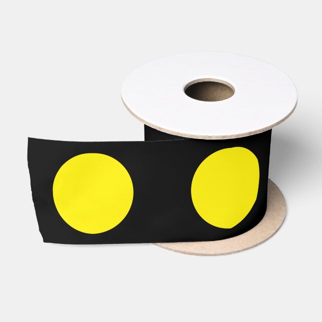 Gelbe Kreise mit schwarzem Hintergrund Satinband (Spule)