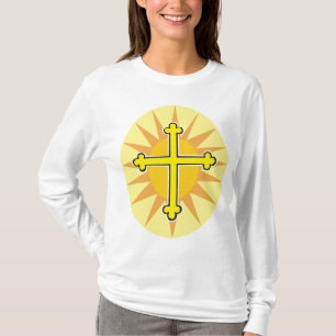 Gelbe Kreuzblume Sonnenstrahl Christlicher Glaube T-Shirt