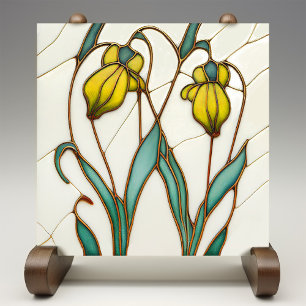 Gelbe Krokus-Wanddekoration Art Nouveau Art Deco Fliese
