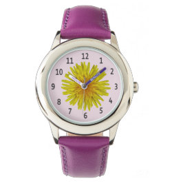 Gelbe Kronleuchter Blume Schwarze Ziffern auf alle Armbanduhr