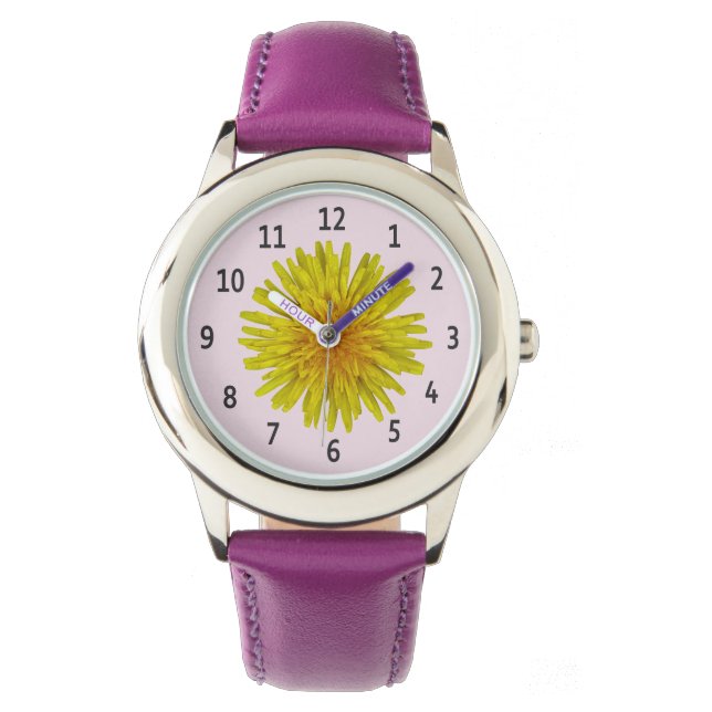 Gelbe Kronleuchter Blume Schwarze Ziffern auf alle Armbanduhr (Vorderseite)