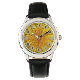 Gelbe Kronleuchter Blume Schwarze Ziffern auf alle Armbanduhr