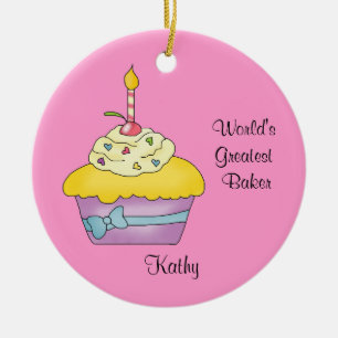 Gelbe Kuchen-Weihnachtsverzierung Keramik Ornament