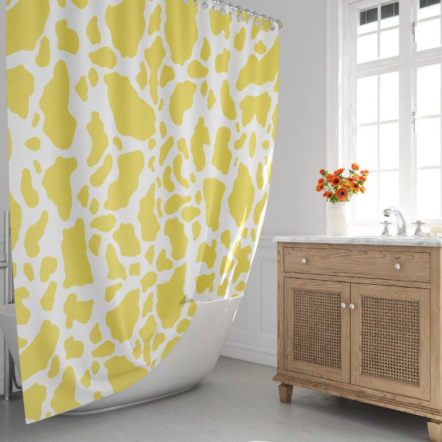 Gelbe Kuh-Spots Tierdruckmuster Duschvorhang (Yellow Cow Spots Animal Print Pattern Shower Curtain by Looly Elzayat

)