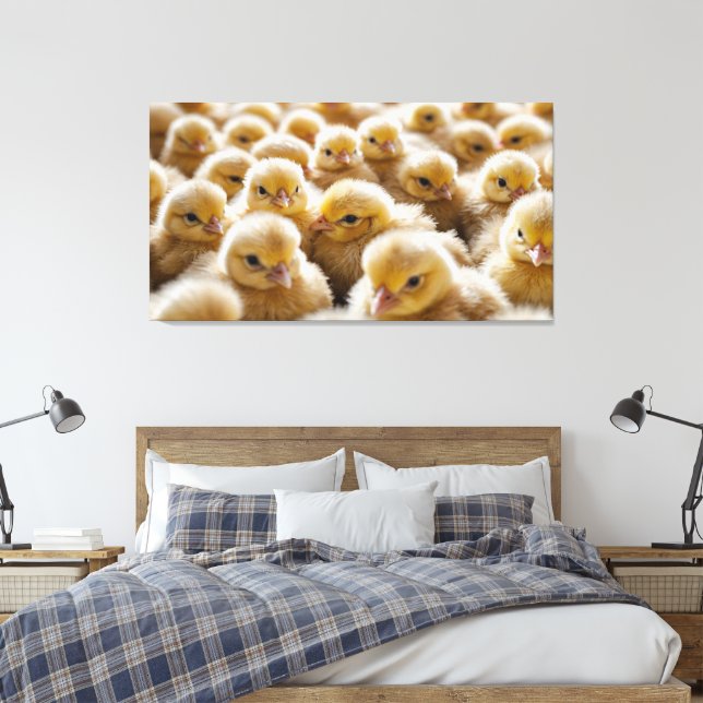 Gelbe Küken in großer Zahl Leinwanddruck (Insitu (Schlafzimmer))