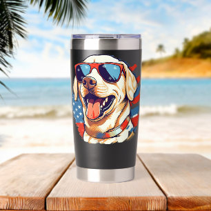 Gelbe Labrador 4. Juli Design Patriotic Pup Labrad Thermobecher