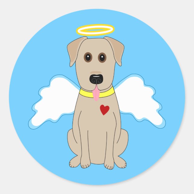 Gelbe Labrador Angel Dog Runder Aufkleber (Vorderseite)
