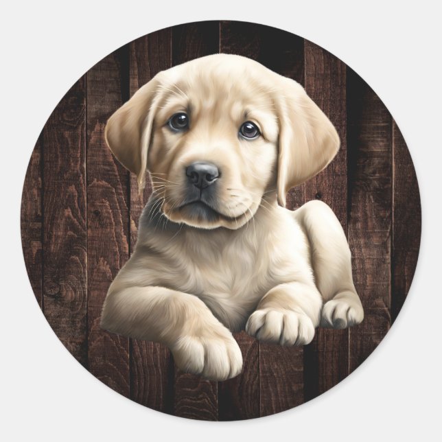 Gelbe Labrador-Aufkleber Runder Aufkleber (Vorderseite)