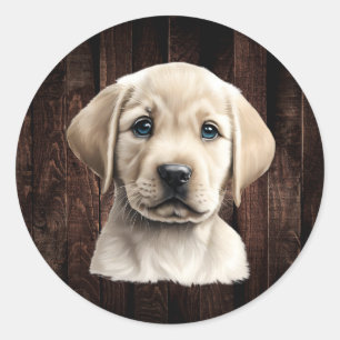 Gelbe Labrador-Aufkleber Runder Aufkleber
