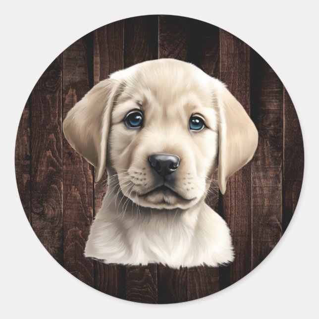 Gelbe Labrador-Aufkleber Runder Aufkleber (Vorderseite)