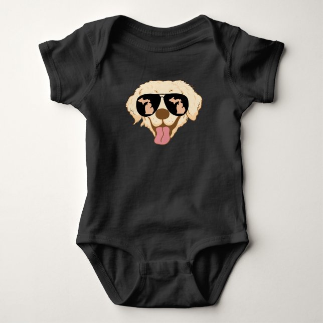 Gelbe Labrador Dog Art on baby outfit Strampler (Vorderseite)
