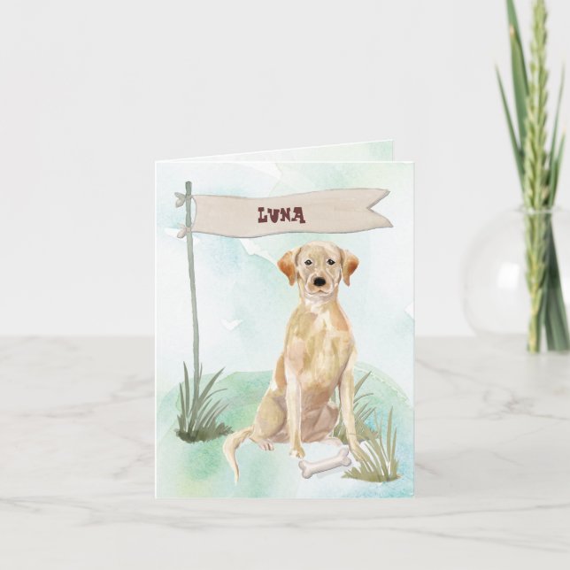 Gelbe Labrador Glückwunsch zum neuen Hund (Vorderseite)