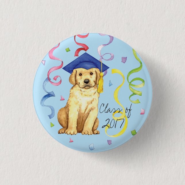 Gelbe Labrador Graduate Button (Vorderseite)