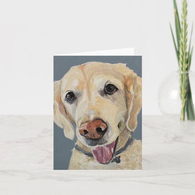 Gelbe Labrador handgestrichen auf Leinwand Dankeskarte (Vorderseite)