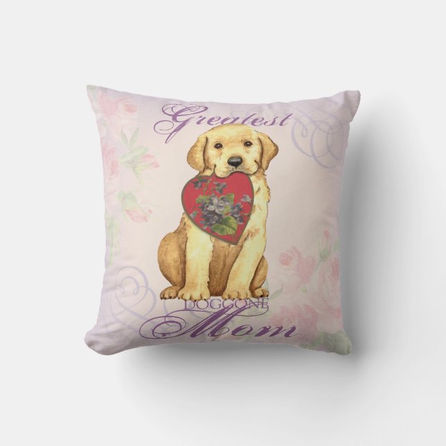 Gelbe Labrador Herzstück Mama Kissen (Vorderseite)