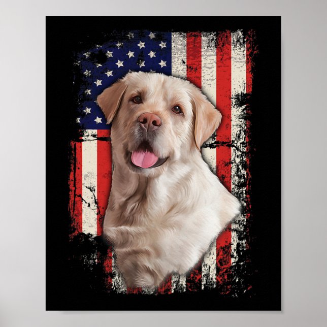 Gelbe Labrador-Labradore Patriotische Amerikanisch Poster (Vorne)