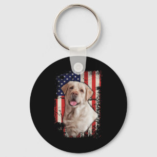 Gelbe Labrador-Labradore Patriotische Amerikanisch Schlüsselanhänger