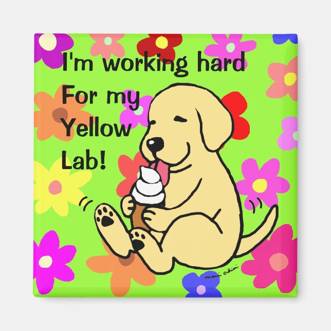 Gelbe Labrador lecken Eiscreme Magnet (Vorne)