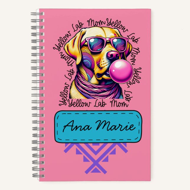 Gelbe Labrador Mama Bubblegum Trendy Labrador Mama Notizbuch (Vorderseite)