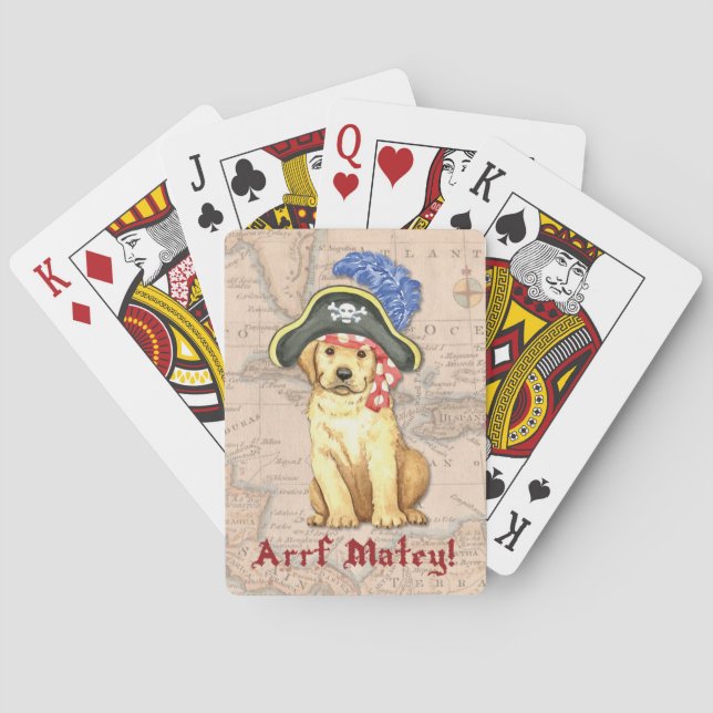 Gelbe Labrador Pirate Spielkarten (Rückseite)