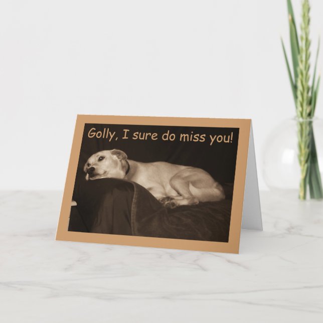 Gelbe Labrador Pit Husky I Miss You Card Karte (Vorderseite)