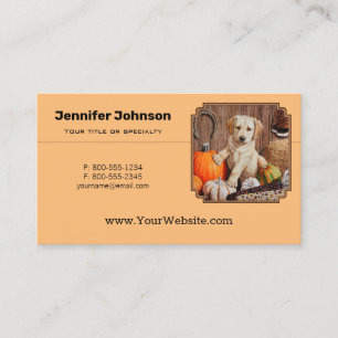 Gelbe Labrador Pup and Pumpkin Harvest Visitenkarte