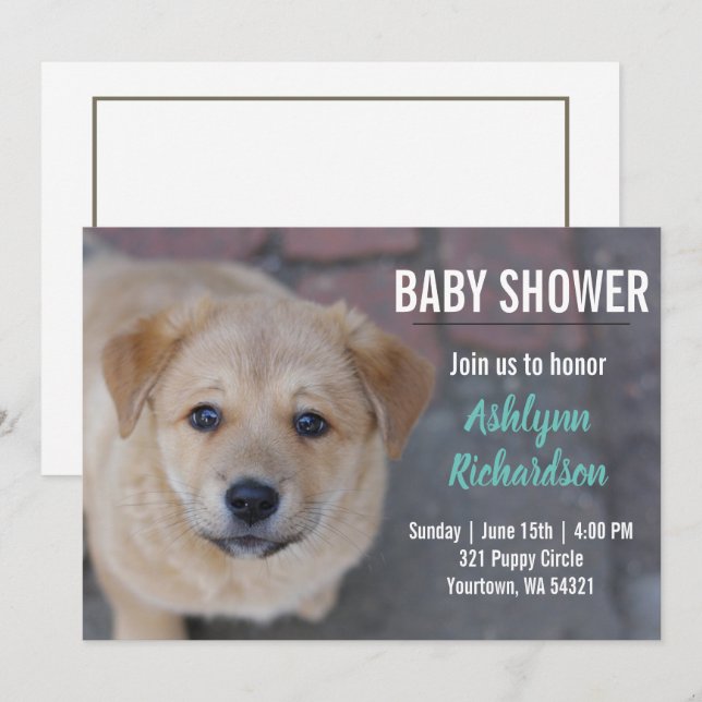 Gelbe Labrador Puppy Baby Dusche Einladung (Vorne/Hinten)
